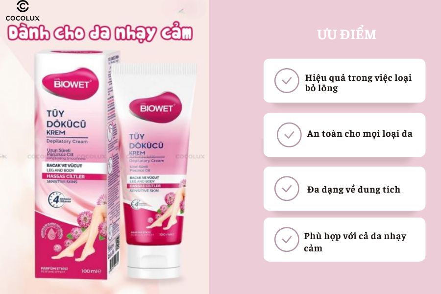 Ưu điểm của Kem Tẩy L&ocirc;ng Lady Biowet Tinh Chất L&ocirc; Hội&nbsp;