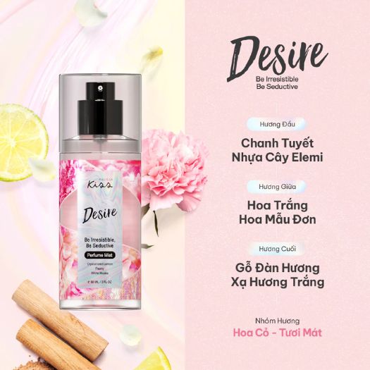 Xịt Thơm Toàn Thân Hương Nước Hoa Kiss My Body Perfume Mist 88ml - Desire