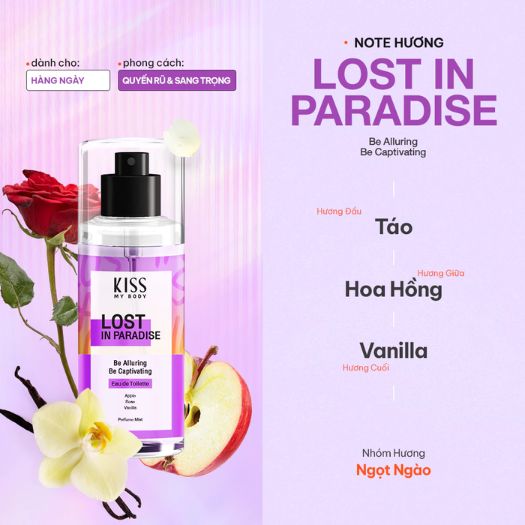 Xịt Thơm Toàn Thân Hương Nước Hoa Kiss My Body Perfume Mist 88ml - Lost In Paradise