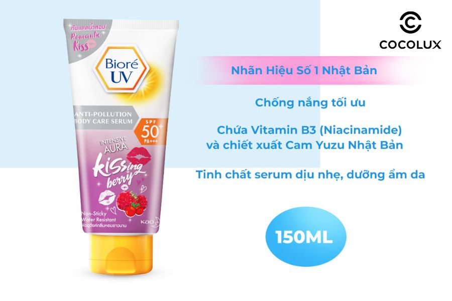 Serum chống nắng Biore dưỡng thể kháng bụi sáng da hương quả mọng