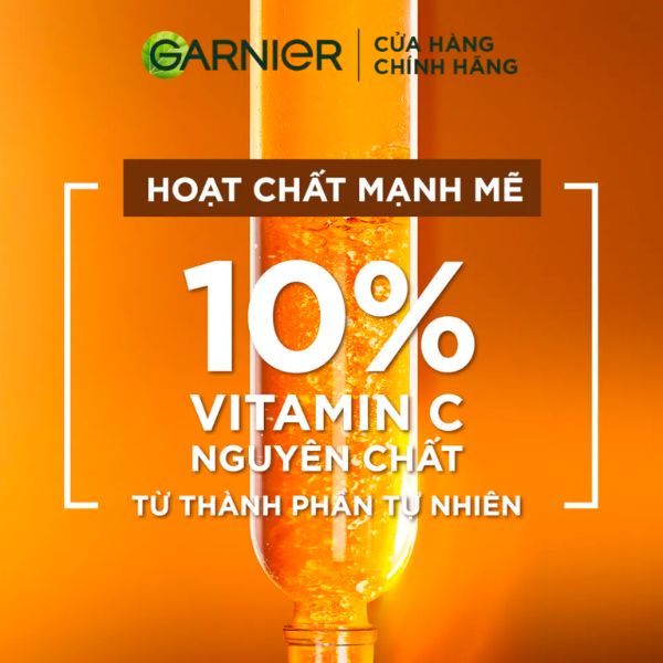 Serum Garnier 10% Vitamin C Bright Complete Overnight chứa 10% Vitamin C tự nhiên