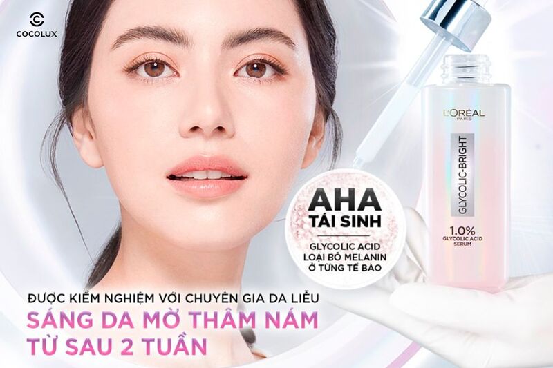 Serum L'Oréal Glycolic-Bright 1.0% Glycolic Acid có khả năng làm mờ thâm nám sau 2 tuần sử dụng