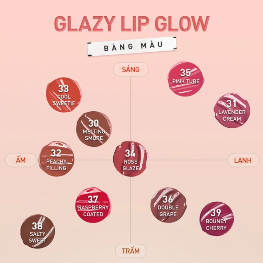 Son Dưỡng 3CE Glazy Lip Glow - 39 Bouncy Cherry