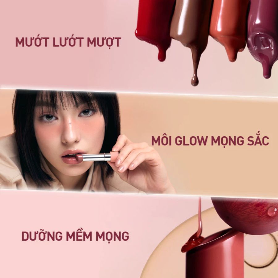 Son Dưỡng 3CE Glazy Lip Glow - 39 Bouncy Cherry