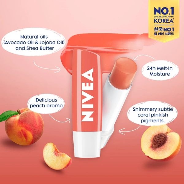 Son Dưỡng Nivea Dưỡng Ẩm Hương Đào 4.8g