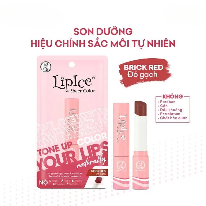 Son Dưỡng LipIce Sheer Color #Brick Red Đỏ Gạch 2.4g