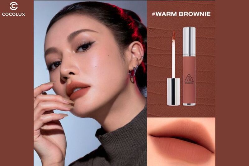 Son kem lì 3CE Hazy Lip Clay #Warm Brownie