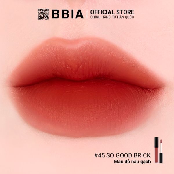 Son Kem BBIA Last Velvet Lip Tint 5g - Dusk Edition Màu 45 - So Good Brick: Đỏ Nâu Gạch