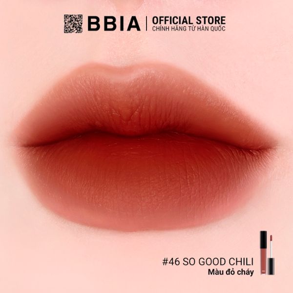 Son Kem BBIA Last Velvet Lip Tint 5g - Dusk Edition Màu 46 -  So Good Chilli: Đỏ Cháy