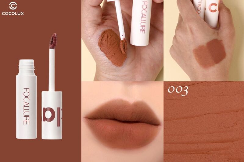 Son kem Focallure Clay Pillowy Soft Liquid Lipstick FA179 màu 003: Nâu hồng cam đất