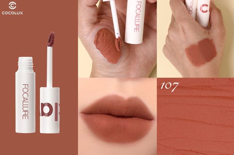 Son kem Focallure Clay Pillowy Soft Liquid Lipstick FA179 màu 107: Tông màu cam nude san hô