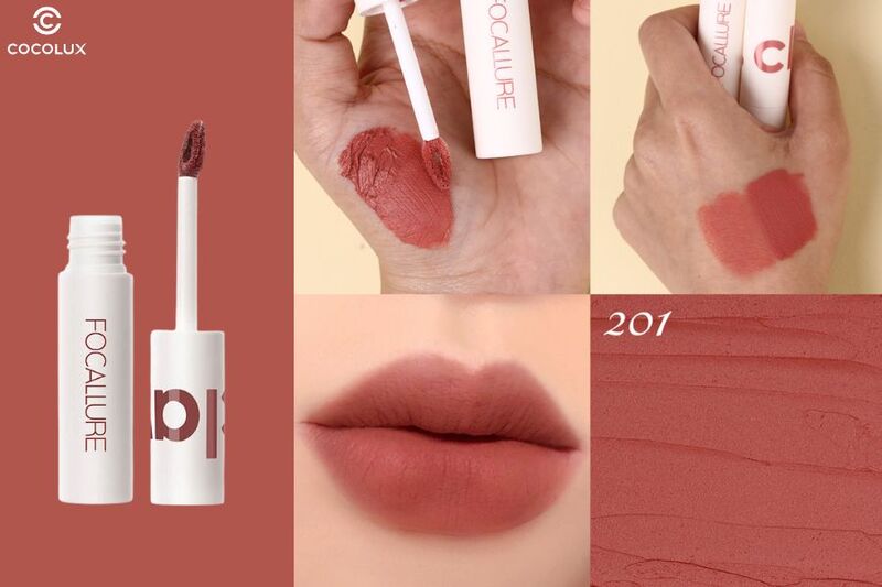 Son kem Focallure Clay Pillowy Soft Liquid Lipstick FA179 màu 201: Tông màu đỏ hồng