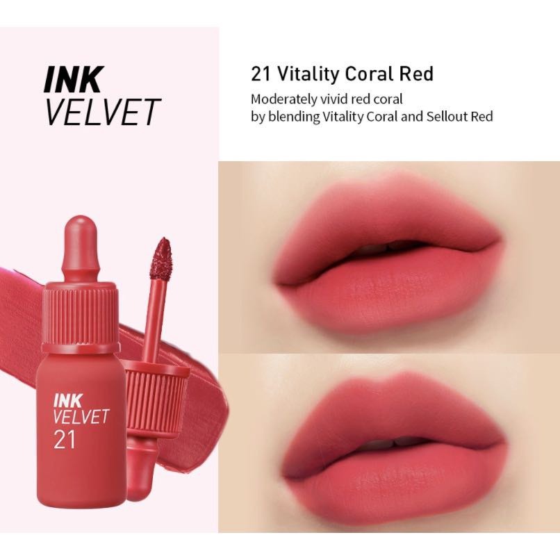 Son Kem Peripera Ink Velvet - 21 Vitality Coral Red