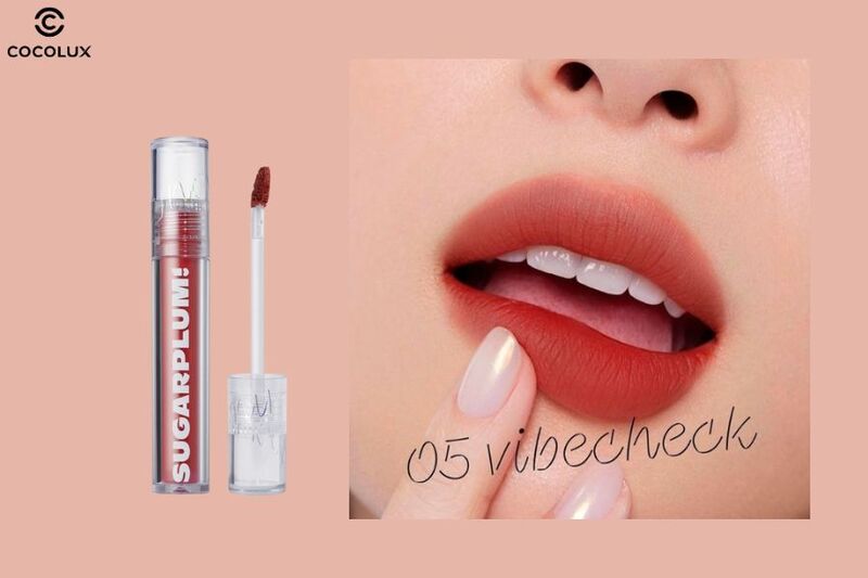 Son kem Sugarplum MistyNow Blurring Tint 05 - Vibe Check Đỏ Cam Gạch