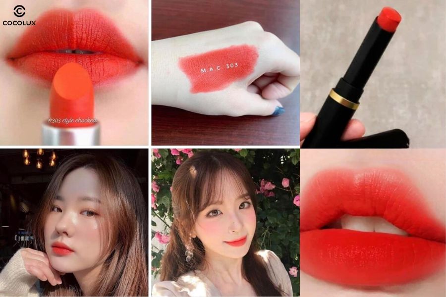 Sắc đỏ cam nổi bật của son MAC tươi tắn, trẻ trung v&agrave; dễ d&ugrave;ng cho mọi t&ocirc;ng da