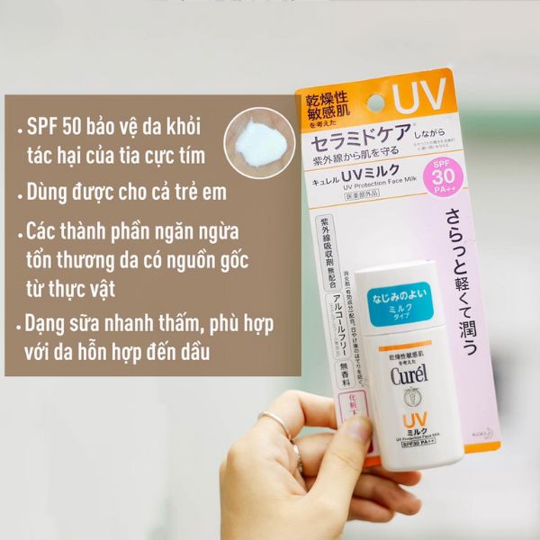 Sữa Chống Nắng Curel Cho Da Khô, Nhạy Cảm SPF30 PA++ 30ml