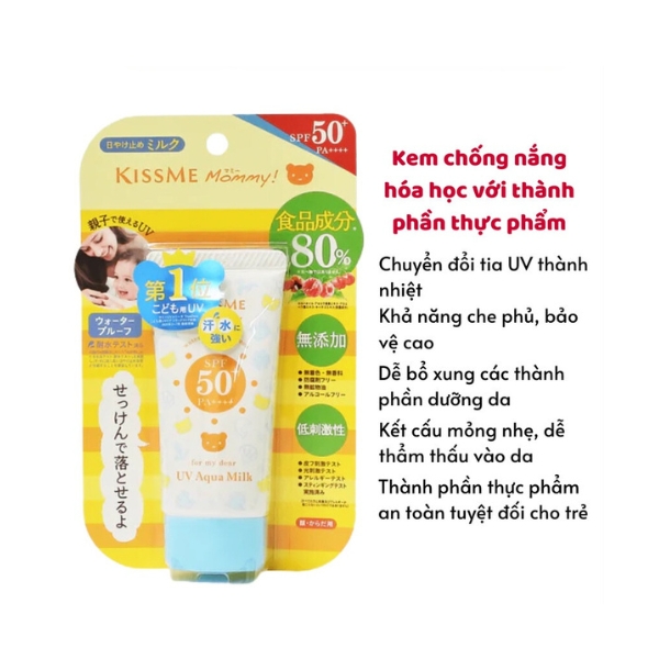 Sữa Chống Nắng Kissme Mommy UV Aqua Milk Cho Trẻ Em Và Da Nhạy Cảm 50g