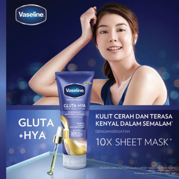 Sữa Dưỡng Thể Vaseline 10X Gluta-Hya Serum Burst Lotion Trắng Da Ban Đêm 330ml