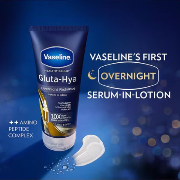 Sữa Dưỡng Thể Vaseline 10X Gluta-Hya Serum Burst Lotion Trắng Da Ban Đêm 330ml