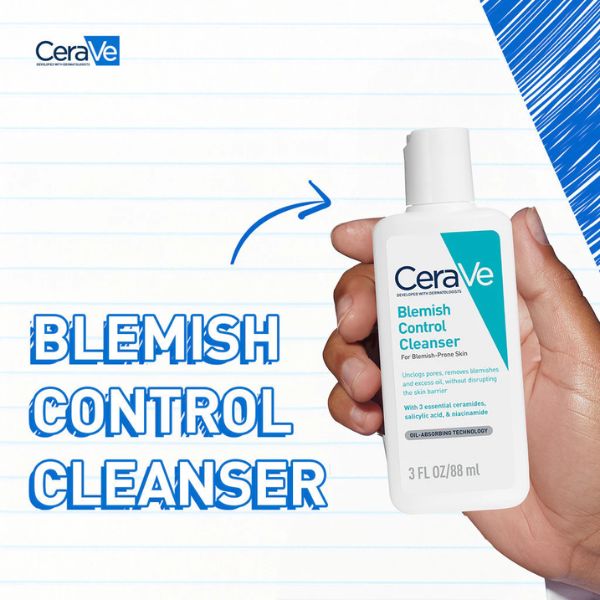 Sữa Rửa Mặt Cerave Blemish Control Cleanser Cho Da Dầu Mụn 88ml