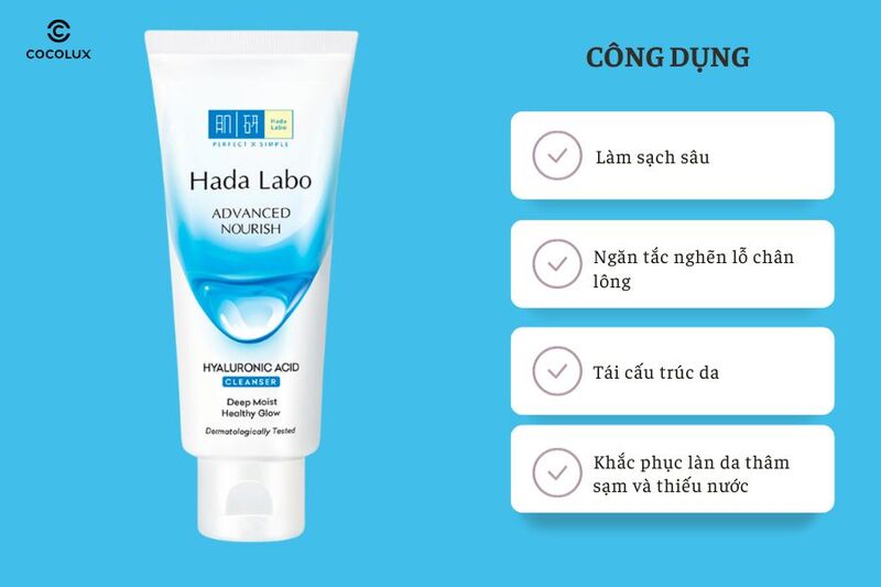 Sữa Rửa Mặt Hada Labo Advanced Nourish Dưỡng Ẩm Cho Da Khô có nhiều công dụng nổi bật