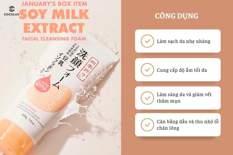 Sữa Rửa Mặt Kumano Từ Đậu Nành Cấp Ẩm & Sáng Da 200g có nhiều công dụng nổi bật