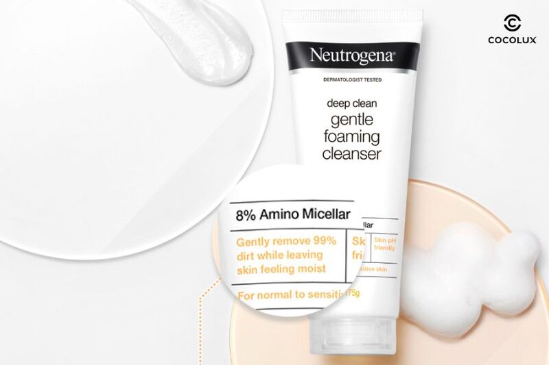 Sữa Rửa Mặt Neutrogena L&agrave;m Sạch & Kiểm So&aacute;t Nhờn chứa 8% Amino Micellar Gi&uacute;p c&acirc;n bằng độ pH tr&ecirc;n da