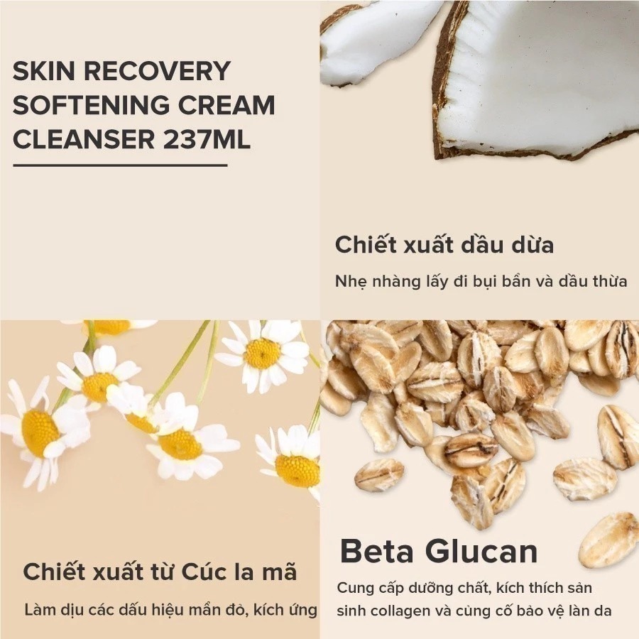 Sữa Rửa Mặt Paula's Choice Skin Recovery Softening Cream Cleanser Phục Hồi, Làm Mềm Da 237ml