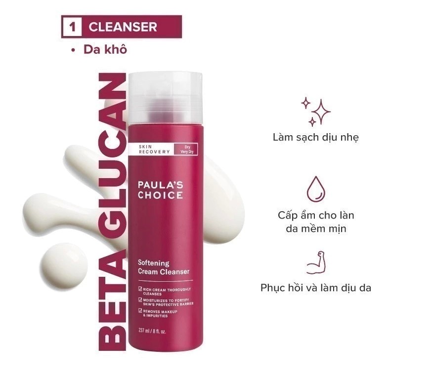 Sữa Rửa Mặt Paula's Choice Skin Recovery Softening Cream Cleanser Phục Hồi, Làm Mềm Da 237ml