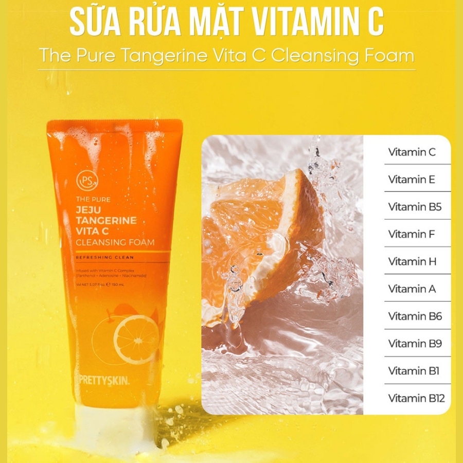 Thành phần của Sữa Rửa Mặt Prettyskin The Pure Jeju Tangerine Vita C Cleansing Foam 150ml