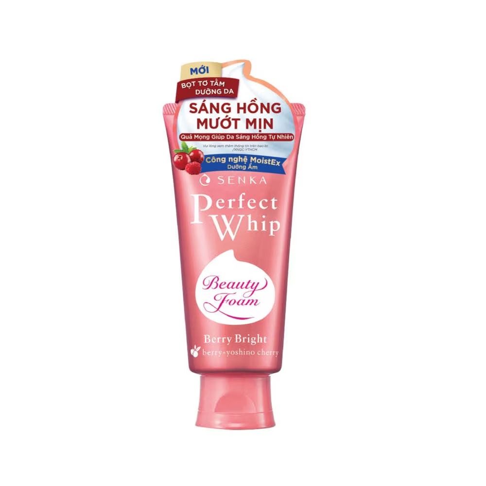 Sữa Rửa Mặt Senka Perfect Whip Berry Bright Làm Sạch Sâu & Dưỡng Sáng Hồng 100g