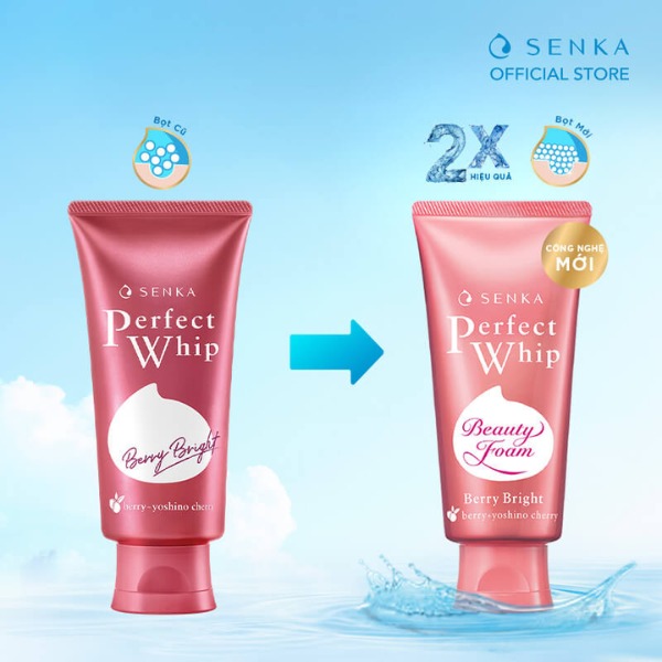 Sữa Rửa Mặt Senka Perfect Whip Berry Bright Làm Sạch Sâu & Dưỡng Sáng Hồng 100g