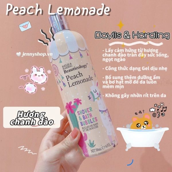 Sữa Tắm Baylis & Harding Beauticology Peach Lemonade Bath & Shower Bubbles 500ml