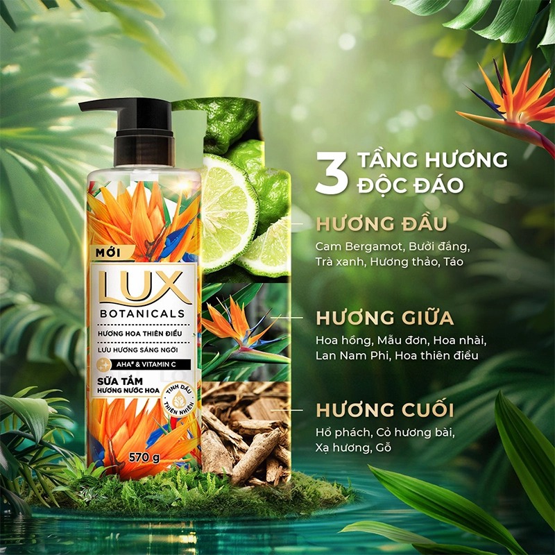 Sữa Tắm Lux Botanicals Hương Hoa Thiên Điểu 570g