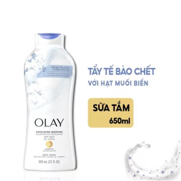 Sữa Tắm Olay Tẩy Tế Bào Chết Với Hạt Muối Biển 650ml