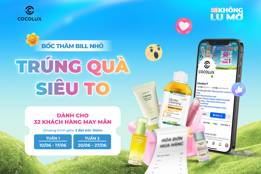 Tháng 6 rực rỡ cùng Cocolux – Bốc thăm trúng quà giá trị đến gần 2 triệu đồng