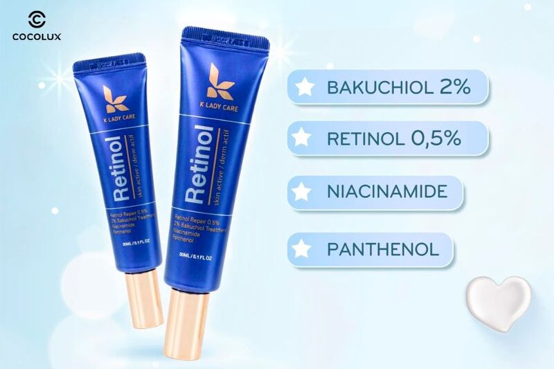Th&agrave;nh phần ch&iacute;nh của&nbsp;Kem Dưỡng K Lady Care Trẻ Ho&aacute; Da V&agrave; Chống L&atilde;o Ho&aacute; Retinol 0.5 30ml