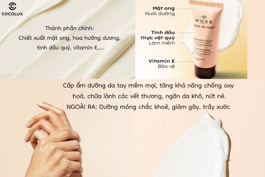 Th&agrave;nh phần ch&iacute;nh trong kem dưỡng da tay Nuxe