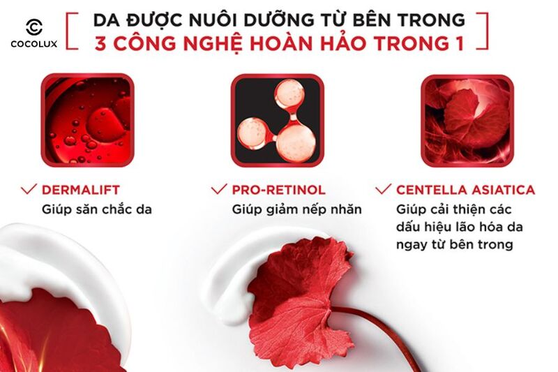 Th&agrave;nh phần ch&iacute;nh của&nbsp;Kem Dưỡng L'oreal Revitalift Night Cream&nbsp;