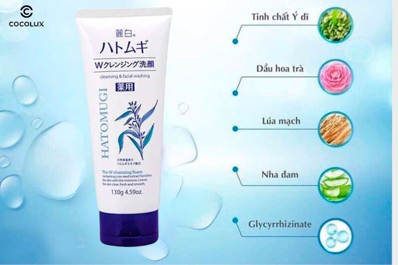 Thiết kế bao bì của Sữa rửa mặt Hatomugi Cleansing & Facial Washing