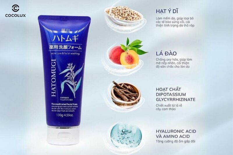 Ưu điểm của Sữa Rửa Mặt Hatomugi Moisturizing & Facial Washing