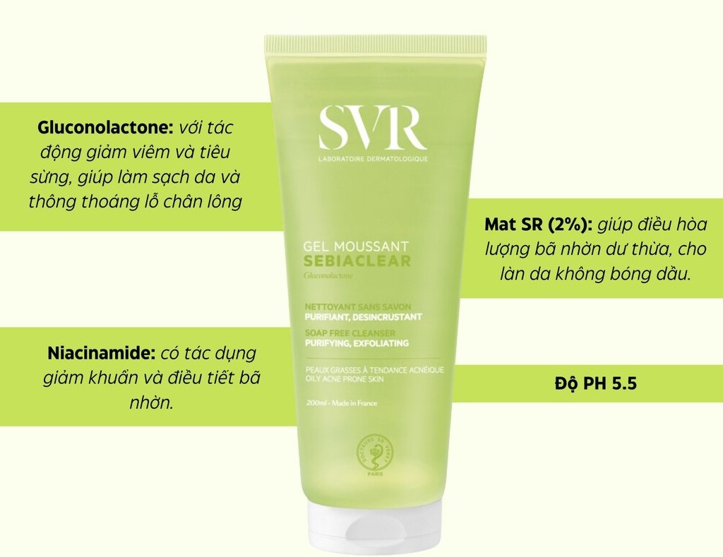 Thành phần Combo Sữa Rửa Mặt SVR Sebiaclear Gel Moussant