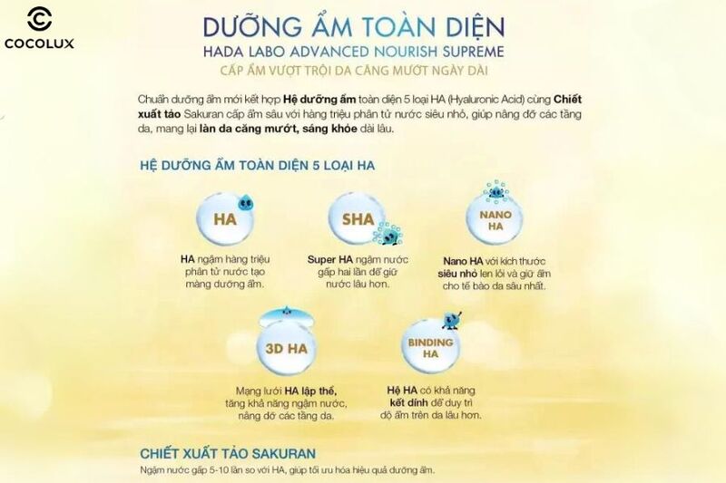 Th&agrave;nh phần ch&iacute;nh của kem dưỡng Hada Labo Advanced Nourish Supreme Hyaluron Cream cấp ẩm to&agrave;n diện&nbsp;