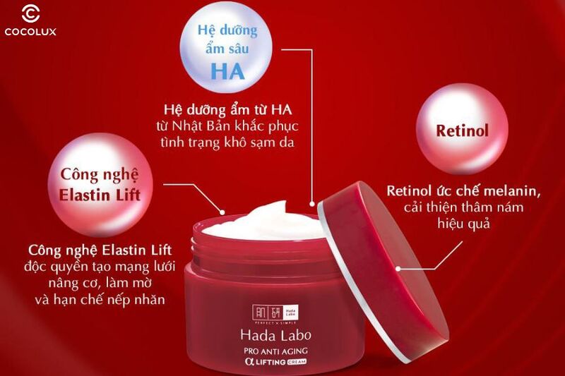 Thành phần chính của kem dưỡng Hada Labo Pro Anti Aging chống lão hóa 50g