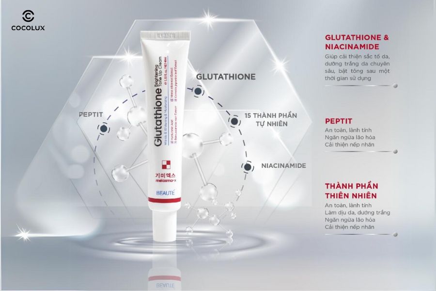 thành phẩn nổi bật của Kem dưỡng Melasma-X Glutathione Brightening Tone Up Cream