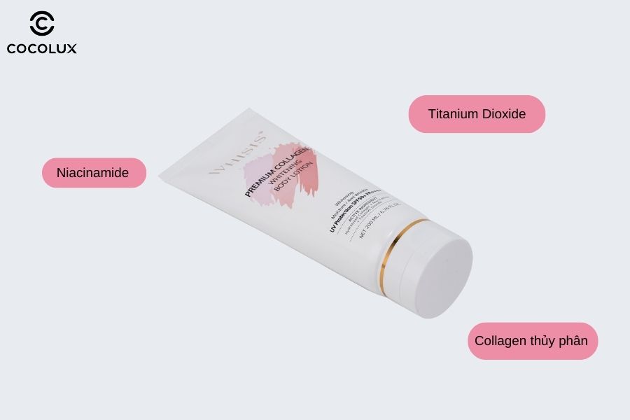 Thành phần của Kem Dưỡng Thể Whisis Premium Collagen Whitening Body Lotion