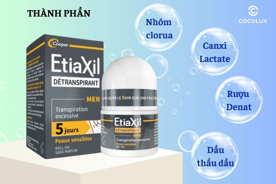 Thành phần lăn khử mùi EtiaXil Detranspirant Transpiration Excessive Peau Sensible - MEN