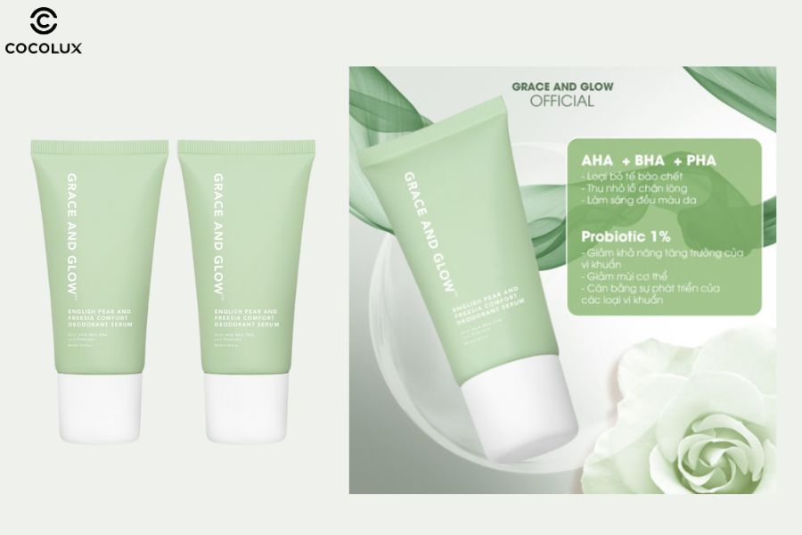 Thành phần chính của Lăn Khử Mùi Grace And Glow Làm Sáng Da English Pear Freesia AHA BHA Probiotic