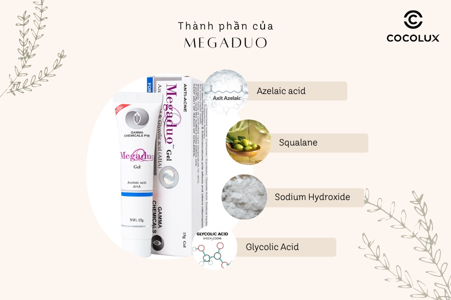 Th&agrave;nh phần ch&iacute;nh của gel giảm mụn Megaduo