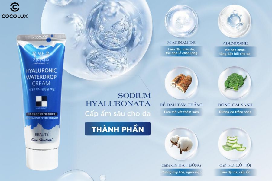 Thành phần chính của Melasma-X Hyaluronic WaterDrop Cream